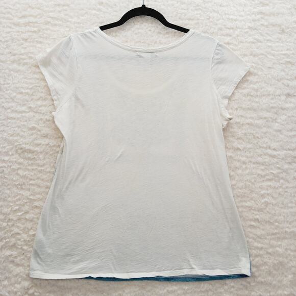 T-Shirt Size XL Aqua Blue Stud Rhinestone Boho Soft Glam Vacation Resort Whimsy - Picture 3 of 12